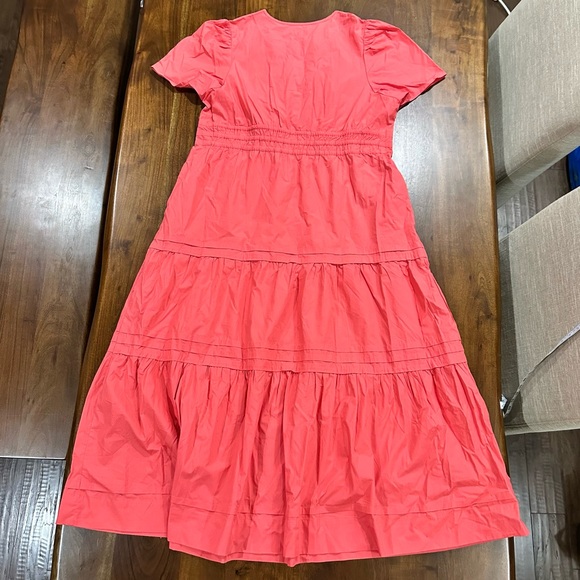 Quince 100% Organic Cotton Poplin Tiered Maxi Dress In Spiced Coral Size XL - Picture 3 of 8